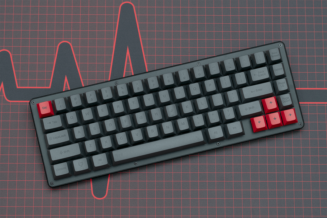 NightFox Mechanical Keyboard on a Pulse Keycap Set Themed Deskmat by Novelkeys