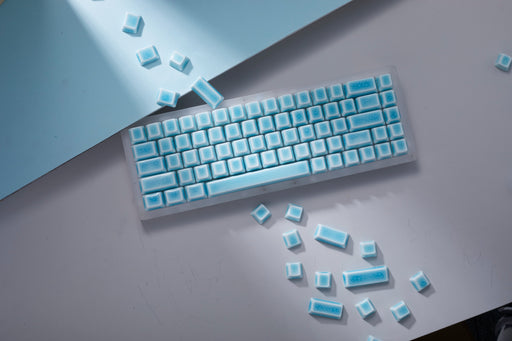 Blue Ceramic Keycap Set on 65% Keyboard