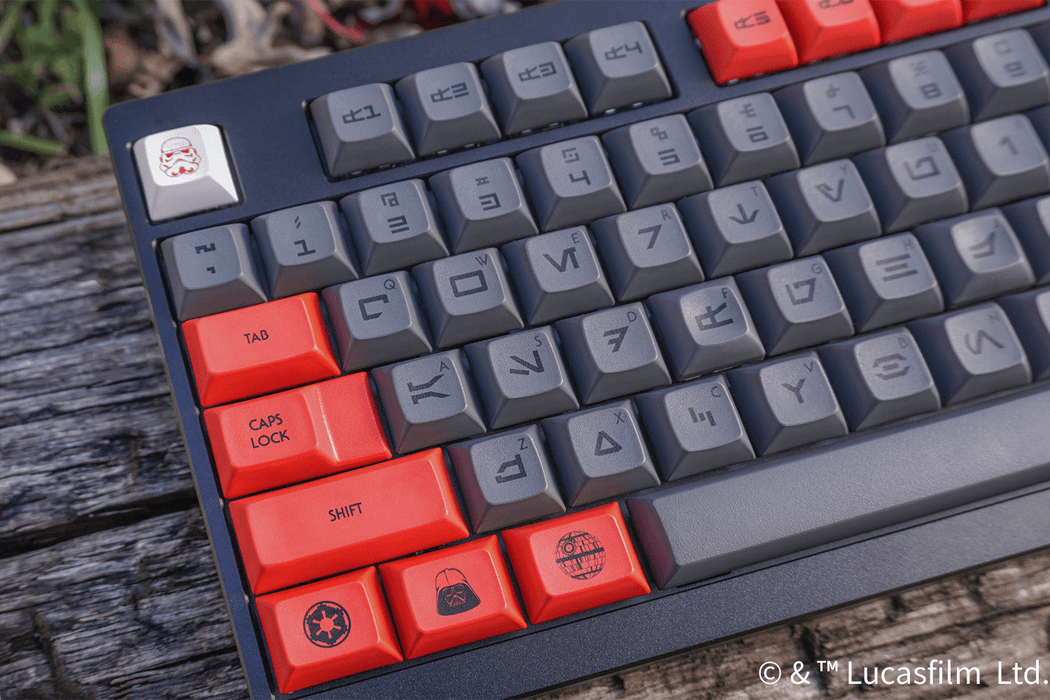 Official Licensed Star Wars Galactic Empire Keycap Set on Wooden Background