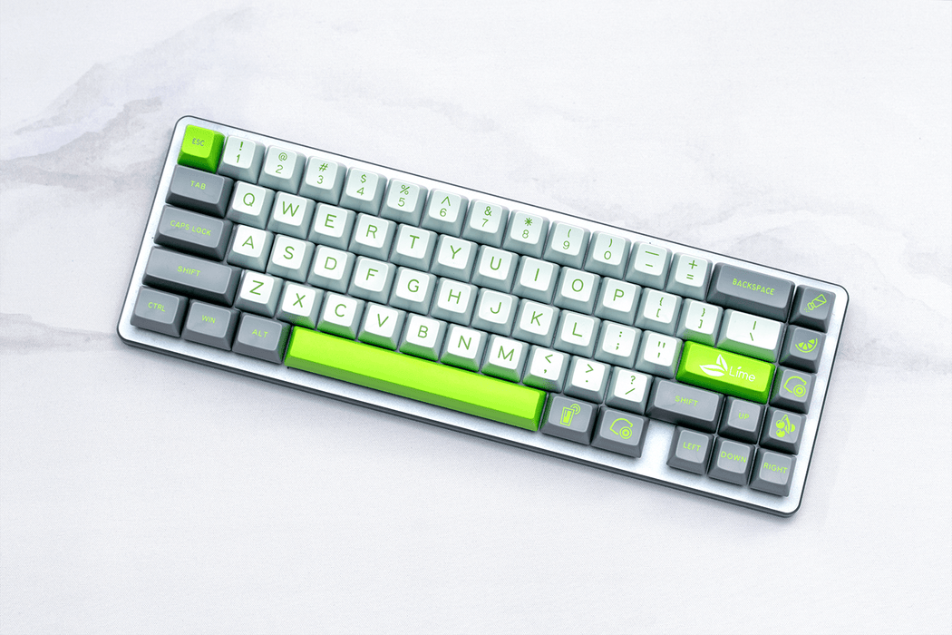 Maxkey Lime Keycap set by kingnestea on GMK Camping Keycap Set themed Desk Mat by Novelkeys