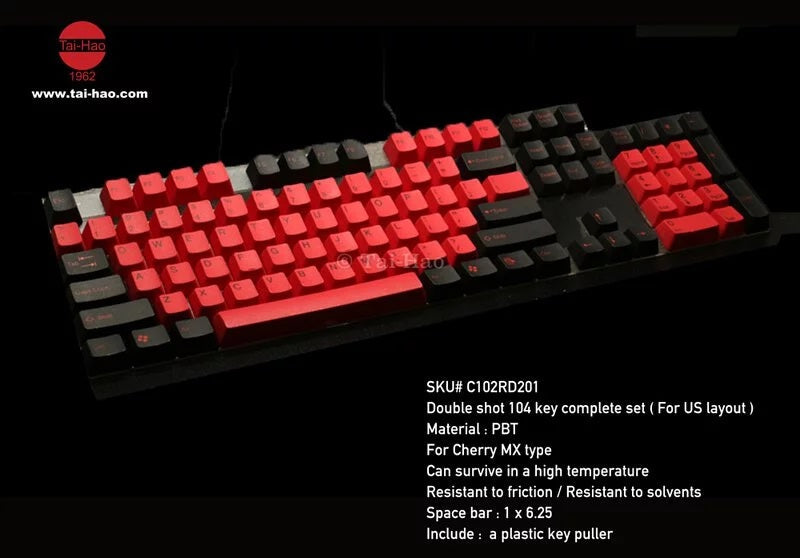Tai-Hao Black & Red PBT Keycap Set