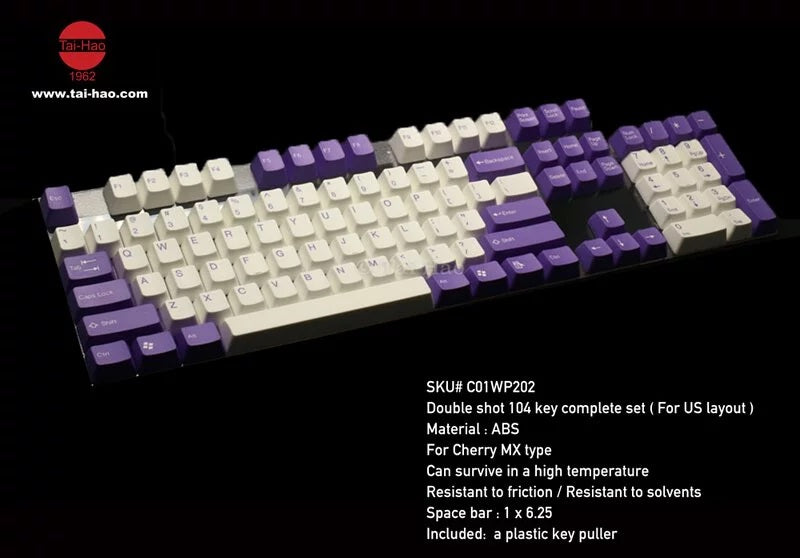 Tai-Hao White & Dark Purple ABS Keycap Set