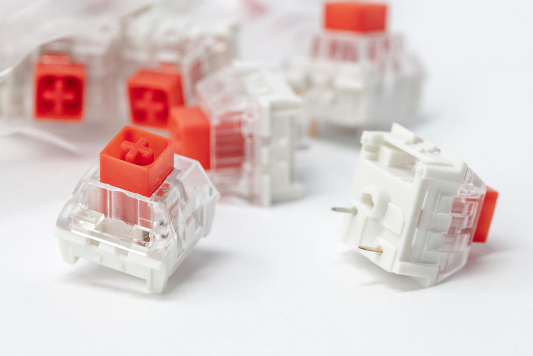 Close Up of Kaihl Box Red Mechanical Switches Manufactured by Kaihua