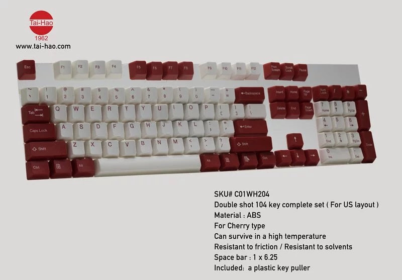 Tai-Hao White & Red ABS Keycap Set