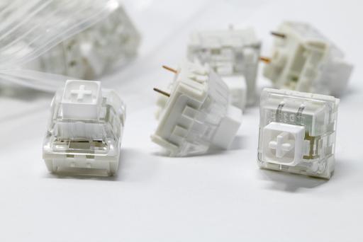 Close Up of Kaihl Box White Mechanical Switches Manufactured by Kaihua